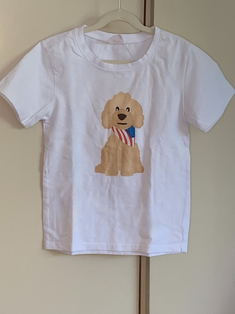 Stitchy Fish Patriotic Dog Tee | Kid Small | Americana Puppy Shirt | 4th of July